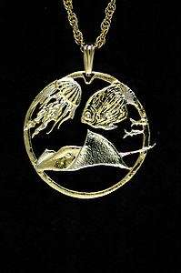 Fish, Jelly & Sting Ray Cut Coin Pendant Necklace 1dia  