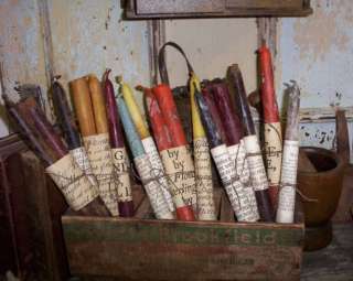 PRIMITIVE ~BEESWAX ~EARLY ASSORTED TAPERS  