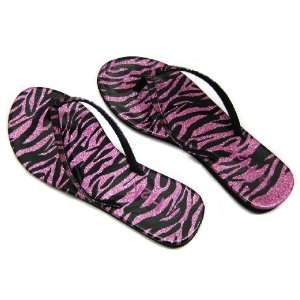  Womens Flops flats Thongs Shoes Beach Sandals Pink Zebra 