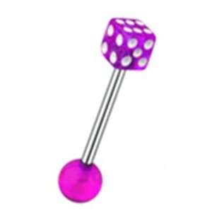   Ring Piercing Barbell with Purple Dice Design Top 
