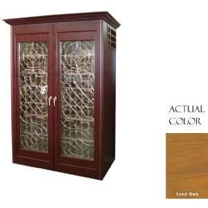  Two Door Wine Cellar   Glass Doors / Iced Oak Cabinet Appliances