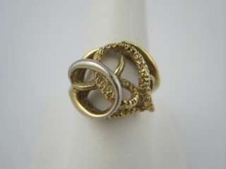 18kt HGE Gold Plated Textured Swirl Cocktail Ring 8  