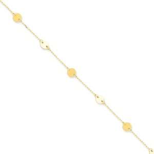  14K Gold Polished Anklet, 9 Inch Jewelry