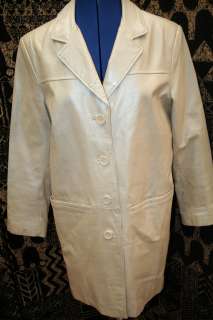 Adler Collection Tan Beige Pealized Trench Coat Leather Lined Jacket S