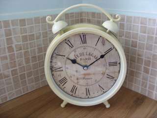 Shabby Vintage Style Chic French Distressed Cream Mantel Clock  