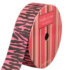  7/8 Hot Pink w/ Black Zebra Animal Print Grosgrain Ribbon 