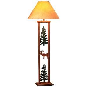  Cedar Ridge Rectangular Pine Tree and Elk Floor Lamp
