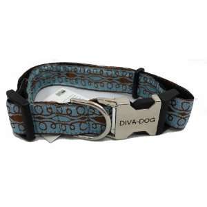  Diva Dog Anastasia Blue Chocolate Designer Ribbon Collar 