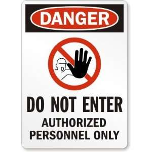 Danger Do Not Enter (with hand & man graphic) Aluminum Sign, 14 x 10 