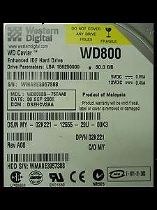 DELL / WESTERN DIGITAL 80GB ATA 7.2K HARD DRIVE 02K221 2K221 