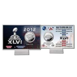  Super Bowl XLVI Silver Flip Coin Card 