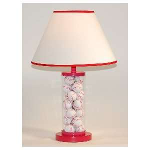    Baseball Filled Clear Cylinder Sports Table Lamp