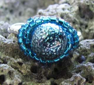 Free Form Wire Wrapped Beaded Ring Size 6  