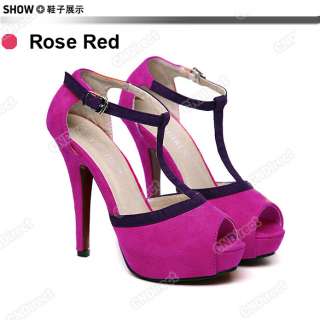 Lady/Womens Luxury High Heels Platform T Style Sandals Suede Peep Toe 