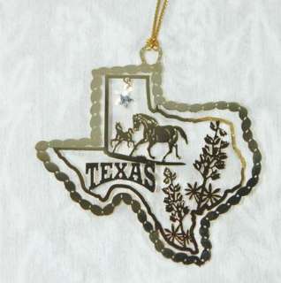Texas Horse State Flower Christmas Ornament TX Shape  