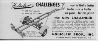 1960 Vintage Ad Holsclaw Boat Trailers Evansville,Indiana  