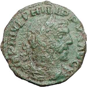   248AD Sestertius Ancient Roman Coin Viminacium Legions Bull Lion Rare