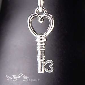  Silver Heart Key Dangle Charms Fit Pandora® Jewelry Bracelets 