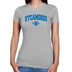 ISU Sycamores Tee  Indiana State Sycamores Ladies Ash Logo Arch Slim 