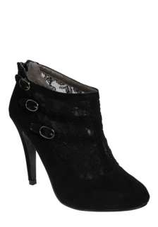 Lace in Point Bootie   Black, Buckles, Lace, Party, Work, Casual, Luxe