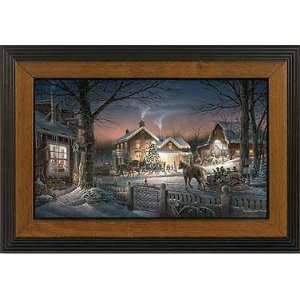   Trimming the Tree Collage Collection Canvas Framed Wood Grain Home