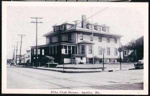APOLLO PA Elks BPOE Club House Vtg B&W Postcard Old PC  
