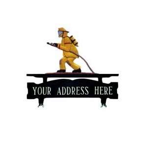  One Line Mailbox Address Sign with Fireman