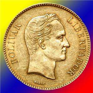 VENEZUELA 100 Bolívares (Pachano) 1887 Gold Coin.  