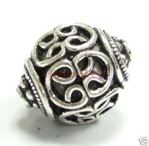 1x Bali Sterling Silver Round FLOWER Focal Bead 13mm  