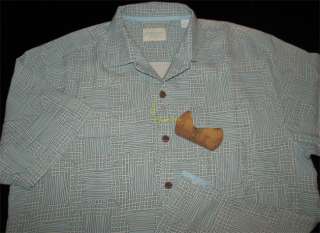   Bahama New T34281 Grillin Out Plume Blue 100% Silk Camp Shirt L  