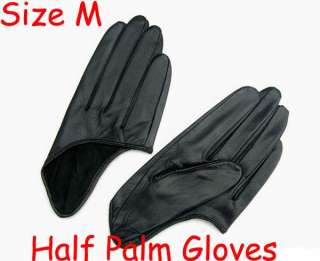 Fashion 5 Fingers Half Palm Leather Gloves Black Size M  
