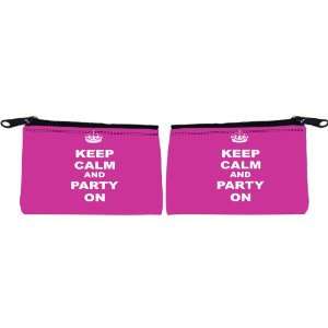 Knight Keep Calm and Party On   Pink Rose Color Scuba Foam Coin Purse 