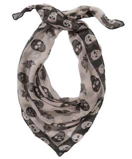 Charcoal (Grey) Skull And Rose Scarf  237622803  New Look