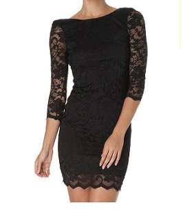 Black (Black) Open Back Lace Shift Dress  204759801  New Look