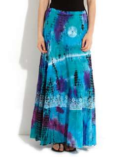 Blue Pattern (Blue) Kushi Cotton Blue Tie Dye Tiered Skirt  254728749 
