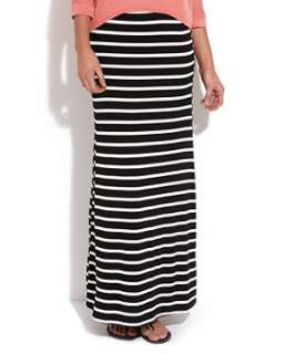 Black Pattern (Black) Black and White Stripe Maxi Skirt  246703409 