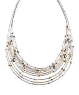 Silver (Silver) Tube and Bead Collar Necklace  247059192  New Look