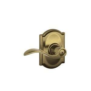   Brass Privacy Accent Style Lever with Camelot Rose
