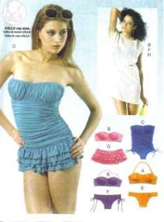 Misses Bathing Suit Swimsuit Bikini Cover Up Top Sewing Pattern A/B C 