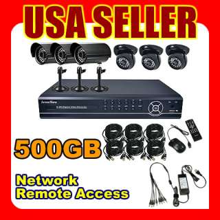 Complete 8 Channel CCTV Security Camera System with 500GB Hard Drive H 