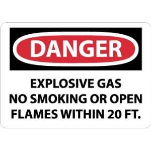 Danger, Explosive Gas No Smoking Or Open Flames Within 20 Ft., 10X14 