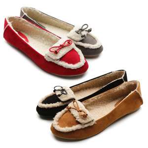   Faux Suede Fur Ballet Flat Heels Loafers Moccasins MultiColored  