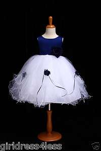 NAVY BLUE WEDDING HOLIDAY PAGEANT PARTY FORMAL FLOWER GIRL DRESS 2 4 