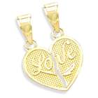showman jewels 14k yellow gold breakable love heart charm pendant