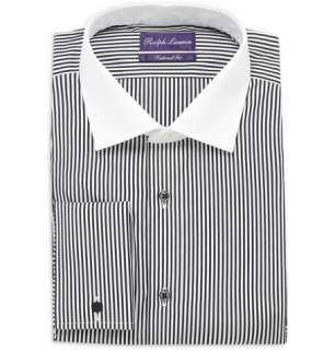 Ralph Lauren Purple Label Striped Contrast Collar Double Cuff Shirt 