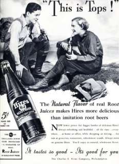HIRES ROOT BEER TEENAGE HIKERS ART Vintage Ad 1937  