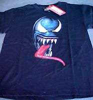Venom Spiderman with Red Tongue Black Boys Tshirt Sz M  