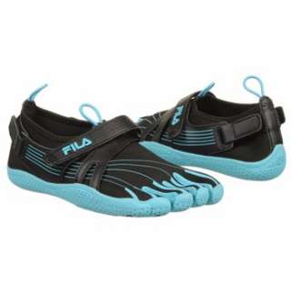 Athletics Fila Womens Skele toes EZ Slide Black/Scuba Blue Shoes 