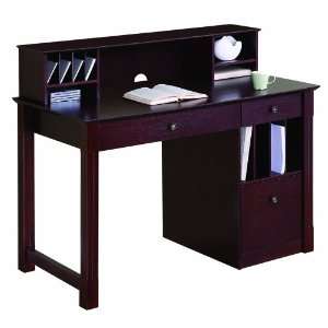  WE Furniture Deluxe Solid Wood Desk w/ Hutch   Walnut 