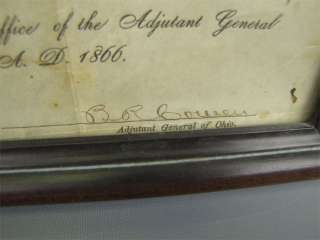 Antique Ohio Civil War Era Discharge Document Framed  